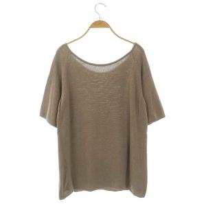 Deuxieme Classe cherish ニット シルク カットソー 半袖 プルオーバー ラウンドネック グレージュ