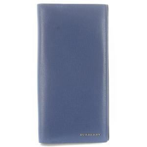 長財布 二つ折り レザー ロゴ ネイビー