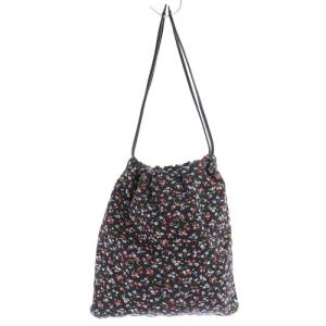 miumiu 巾着ポーチ ハンドバッグ 小花柄 ロゴ 黒 ブラック