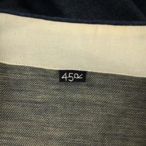 45rpm 小麦デニムのレフアドレスワンピース ロング 七分袖 前開き フレア インディゴ