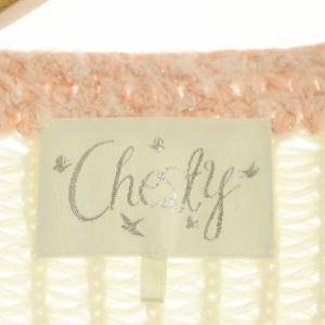 Chesty 23SS 配色カーディガン ニット 長袖 Vネック ビジュー F オフホワイト ピンク
