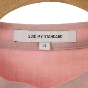 23区 21年 MY STANDARD 長袖 シャツ バンドカラー 38 スモークピンク