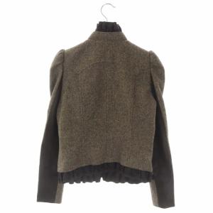 Lois CRAYON フリルジャケット パフスリーブ ウール アンゴラ混 M 茶 ブラウン