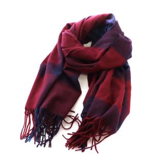 カシミヤパネルチェックストール マフラー 赤 レッド 18366992476