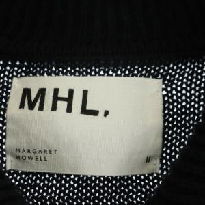 MHL. 21AW ROUGH COTTON カーディガン ニット コットン 長袖 襟付き 2 紺 ネイビー