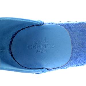 HERMES ティヴォリ サンダル エスパドリーユ ウエッジソール ストラップ 37 ブルー