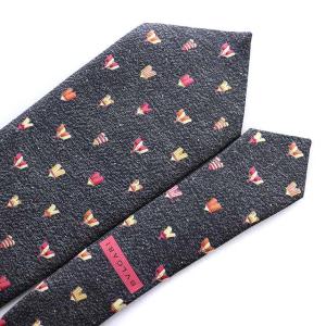 BVLGARI ネクタイ ワイドタイ テント柄 シルク 黒 ブラック