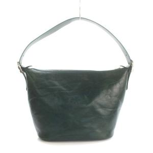 HIROFU バケツ型レザーワンショルダーバッグ ハンドバッグ 緑 グリーン