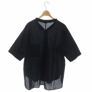 Y's ヨウジヤマモト YOHJI YAMAMOTO シアーシャツ オーバーサイズ 七分袖 デザインカラー 胸ポケット 1 黒 ブラック