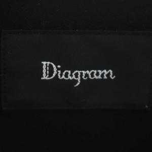 Diagram 22AW バイカラーノースリーブワンピース プリーツ 膝丈 ボーダー クルーネック 36 黒 ライトベージュ ブラック