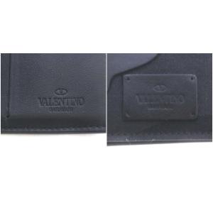 VALENTINO GARAVANI 財布 二つ折り カモフラージュ レザー ファブリック 黒 ブラック
