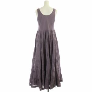 MARIHA 草原の虹のドレス ワンピース ティアード フレア ギャザー ロング ノースリーブ 36 スモークパープル