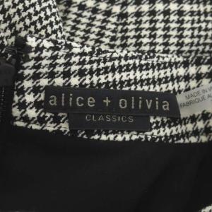 alice + olivia ノースリーブワンピース フレア フリル ミニ 千鳥格子 ハイネック 2 黒 白 ブラック ホワイト