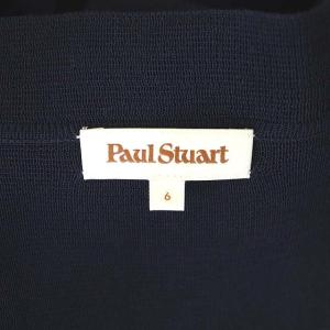 Paul Stuart ノーカラーニットジャケット カーディガン 長袖 ボタンレス 6 紺 ネイビー