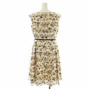 TOCCA PARIS DAISY ドレス ワンピース ロング ノースリーブ オーガンジー 花柄刺繍 フレア 2 ピンクベージュ マルチカラー