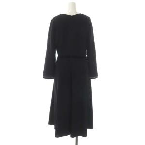 TOCCA FUDGE DRESS ニットドレス ワンピース フレア ロング 長袖 クルーネック ビーズ M 黒 ブラック