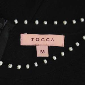 TOCCA FUDGE DRESS ニットドレス ワンピース フレア ロング 長袖 クルーネック ビーズ M 黒 ブラック