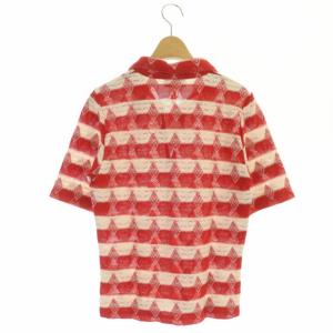 agnes b. 21SS カットソー 半袖 衿付き ボーダー 1 赤 レッド ライトベージュ