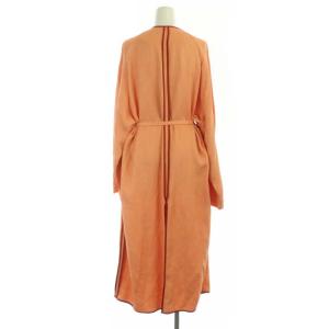 CLANE 21SS BOTANICALS JACQUARD DRESS COAT ジャガードコート ロング ベルト付き 2 オレンジ