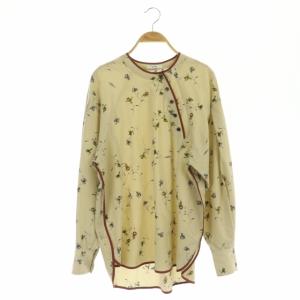 CLANE 21AW DRESS FLOWER TOPS フラワープリントトップス カットソー 長袖 チャイナ風 花柄 2 ベージュ マルチカラー