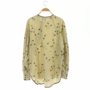 CLANE 21AW DRESS FLOWER TOPS フラワープリントトップス カットソー 長袖 チャイナ風 花柄 2 ベージュ マルチカラー