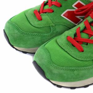 New Balance ML574UV ローカットスニーカー シューズ スエード 23.5cm グリーン レッド