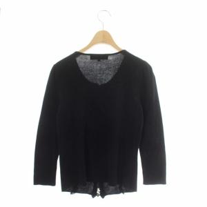 M'S GRACY フリル ジップカーディガン ニット 七分袖 38 黒 ブラック