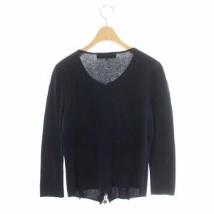 M'S GRACY フリル ジップカーディガン ニット 長袖 38 紺 ネイビー