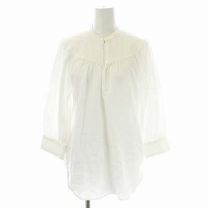 リネンプルオーバーブラウス 七分袖 0 白 ホワイト