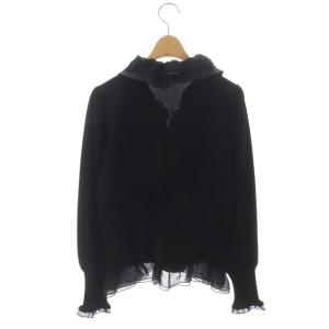 TO BE CHIC フリルニット カットソー 長袖 プルオーバー 3 黒 ブラック