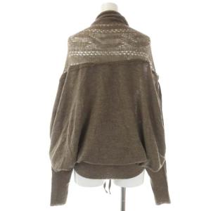 GASA ギャザーデザインドルマンカーディガン ニット 長袖 モヘヤ混 茶 ブラウン