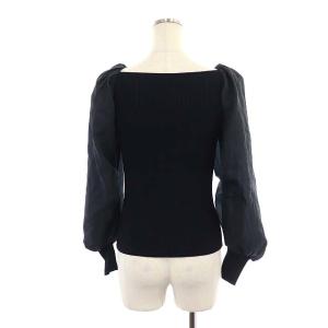 CELFORD 22SS シアースリーブニットプルオーバー カットソー バルーンスリーブ 長袖 リブ切替 36 黒 ブラック