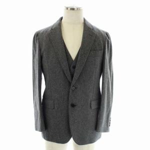 District UNITED ARROWS 三点セット セットアップ スーツ ウール テーラードジャケット 2B ベスト Vネック ノースリーブ テーパードパンツ ジッパーフライ