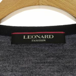 LEONARD ファッション ウール フロントプリント スパンコール カーディガン ニット 長袖 38 ブラック マルチカラー