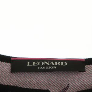 LEONARD ファッション フラワー柄 ビジューボタン カーディガン 長袖 42 ブラック系