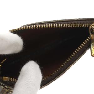LOUIS VUITTON ポシェット・クレ コインケース キーケース モノグラム フックチェーン付き レザー 茶 ブラウン M62650