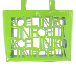 CELINE オールド ロゴカットワーク クリア トートバッグ ハンドバッグ 切替 緑 グリーン