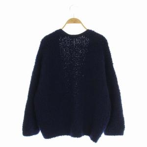 Drawer 3G天竺編みカーディガン ニット 長袖 Vネック ウール ネイビー