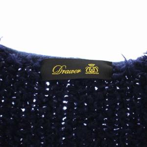 Drawer 3G天竺編みカーディガン ニット 長袖 Vネック ウール ネイビー