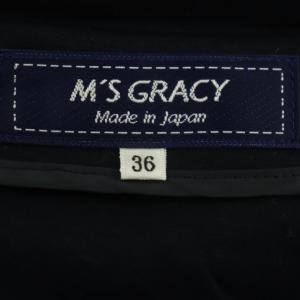 M'S GRACY 22年 ジップパーカーワンピース 膝丈 半袖 フード 前開き インナー付き 36 紺 白 ネイビー ホワイト