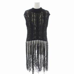 20SS  MEDI LONG PASTA FRINGE KNIT フリンジニット カットソー ノースリーブ 黒 ブラック