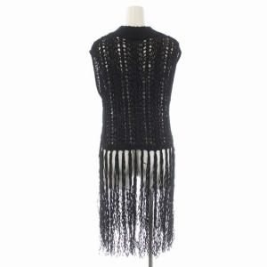 Ameri VINTAGE 20SS  MEDI LONG PASTA FRINGE KNIT フリンジニット カットソー ノースリーブ 黒 ブラック