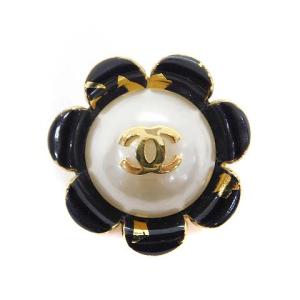 25 ココマーク フラワーブローチ ブラック ゴールド色