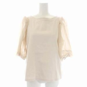 CELFORD シアースリーブコンビカットソー 七分袖 ボリュームスリーブ ボートネック 36 ライトベージュ ベージュ