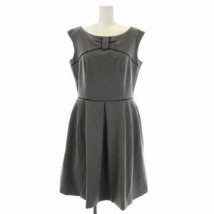 TOCCA セットアップ 2点セット ノーカラージャケット 裾フレア ノースリーブワンピース 膝丈 フレア タック リボン 6 グレー