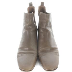 LOUIS VUITTON ストレートチップ サイドゴアブーツ スタッズ スクエアトゥ 38 ブラウン