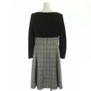 TOCCA ORANGETTE ドレス ワンピース 長袖 フレア タック 膝丈 グレンチェック ラウンドネック 6 黒 白 赤 ブラック