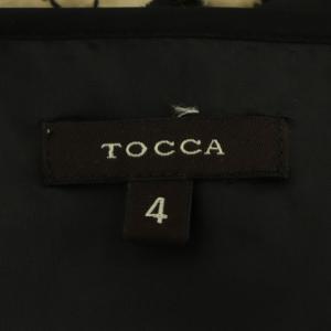 TOCCA 花柄刺繍 切替 フレンチスリーブ ワンピース ひざ丈 4 ベージュ 黒 ブラック