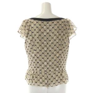 TOCCA セットアップ 上下 リボン柄 フレンチスリーブ ブラウス プルオーバー 半袖 フレアスカート 膝丈 4 グレージュ ベージュ