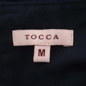 TOCCA レース 切替 フレンチスリーブ ワンピース ひざ丈 フレア M 濃紺 白 ダークネイビー ホワイト